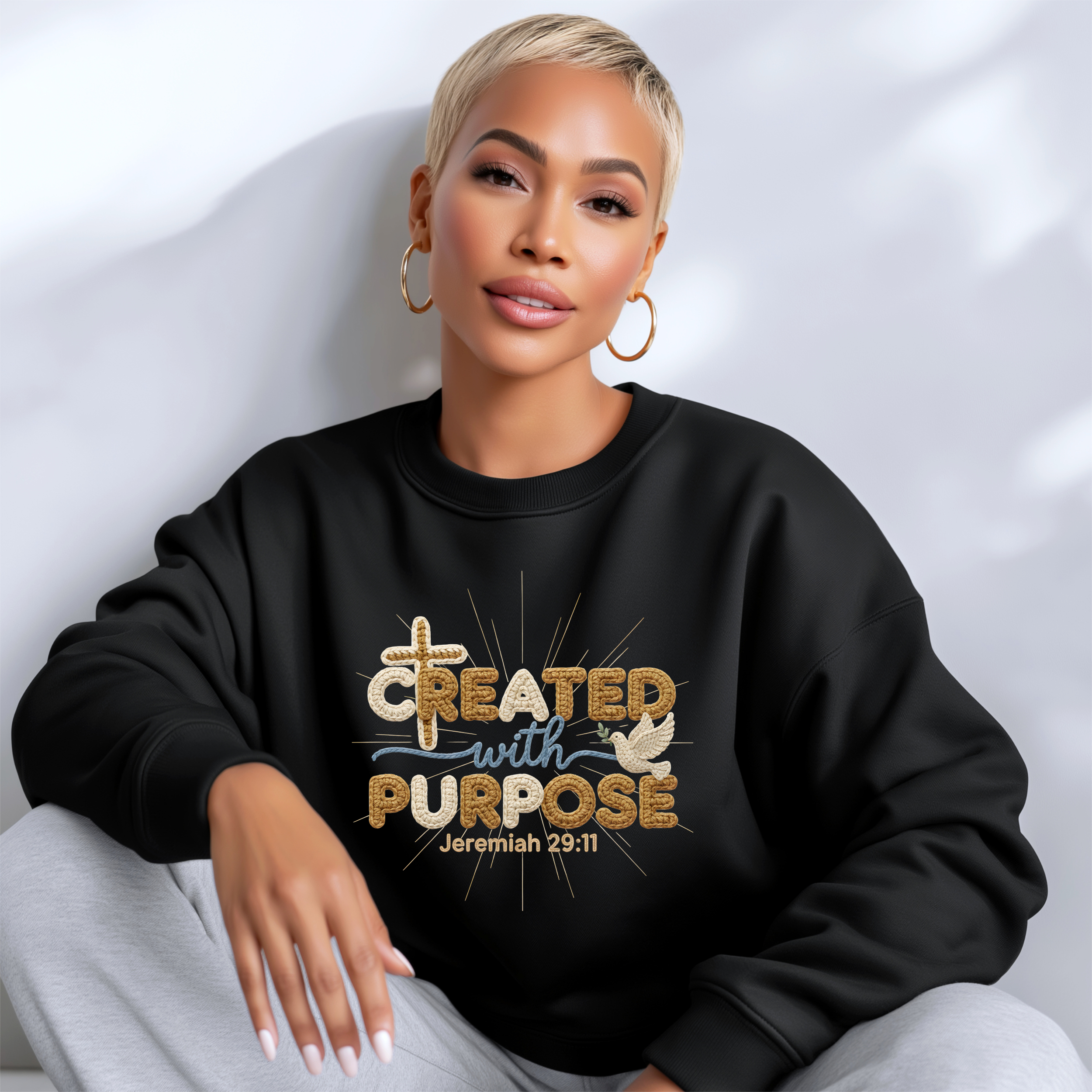 Created with Purpose Faux Yarn Unisex Sweatshirt