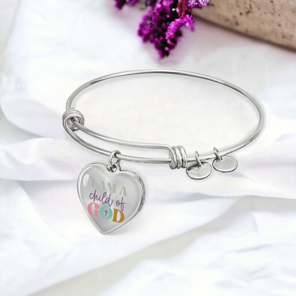 I Am A Child Of God Luxury Heart Bangle