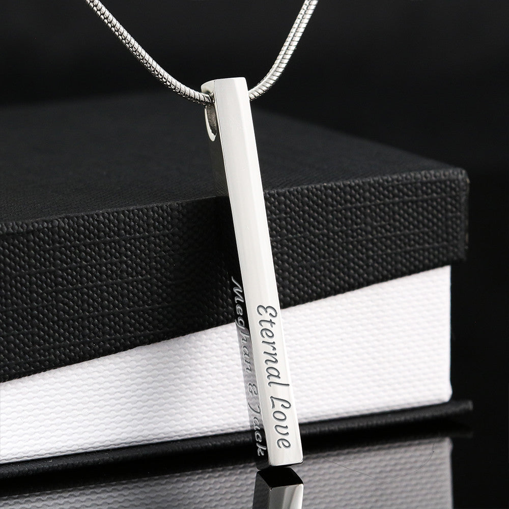 Customizable Engraved 4-Sided Stick Necklace