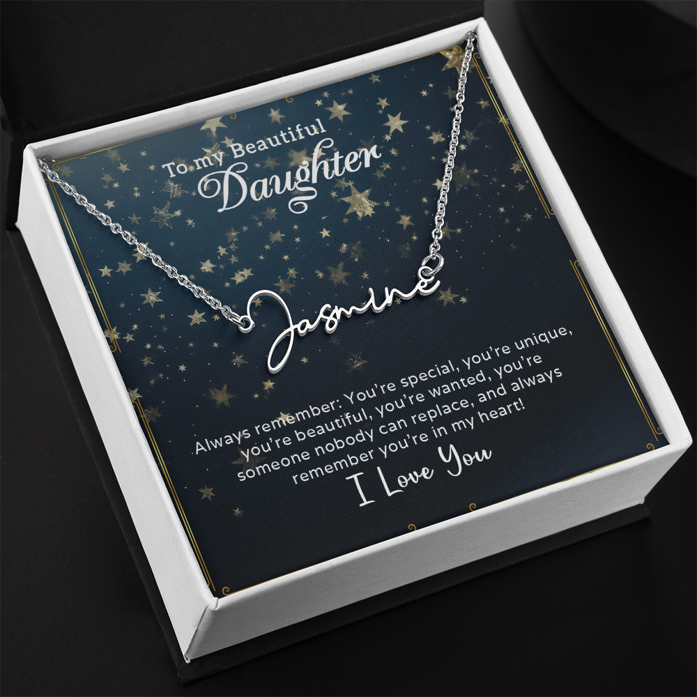 To My Beautiful Daughter Customizable Signature Name Necklace