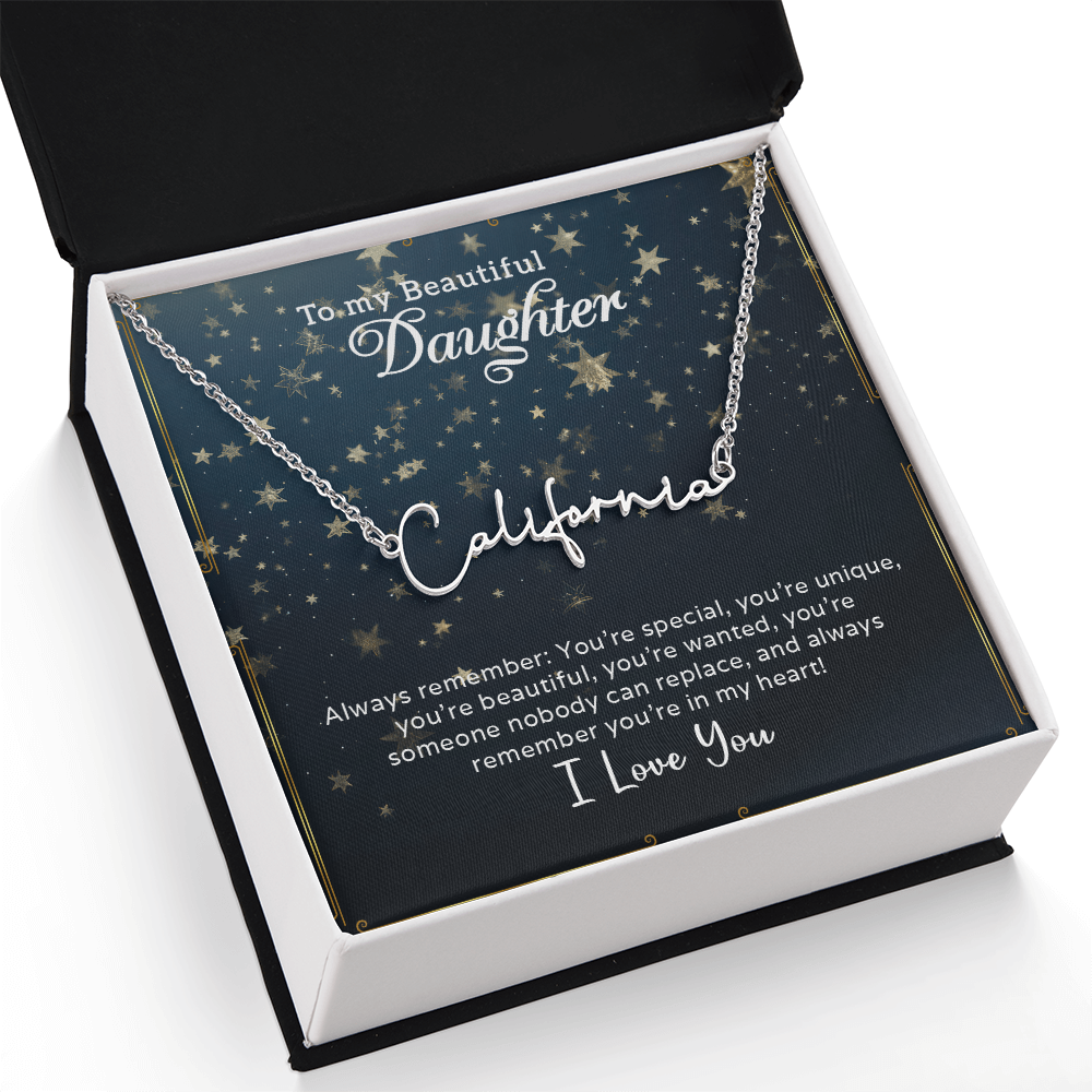 To My Beautiful Daughter Customizable Signature Name Necklace