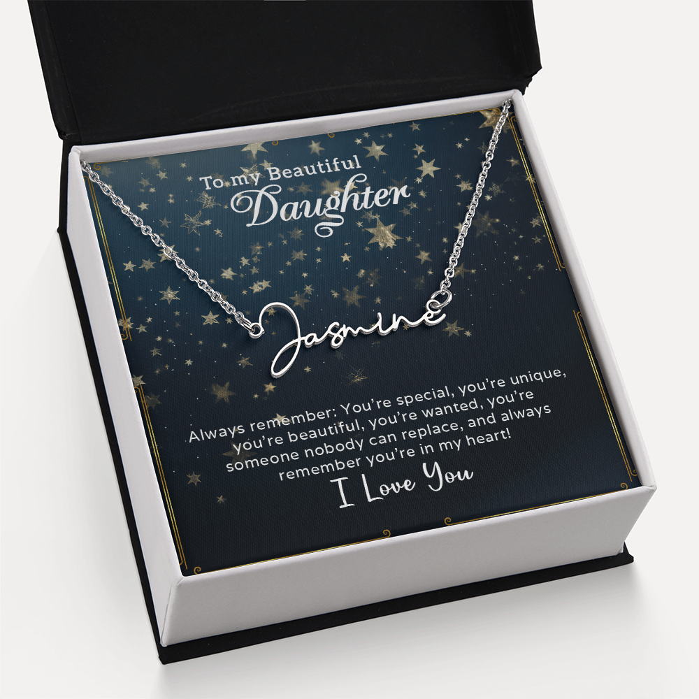 To My Beautiful Daughter Customizable Signature Name Necklace