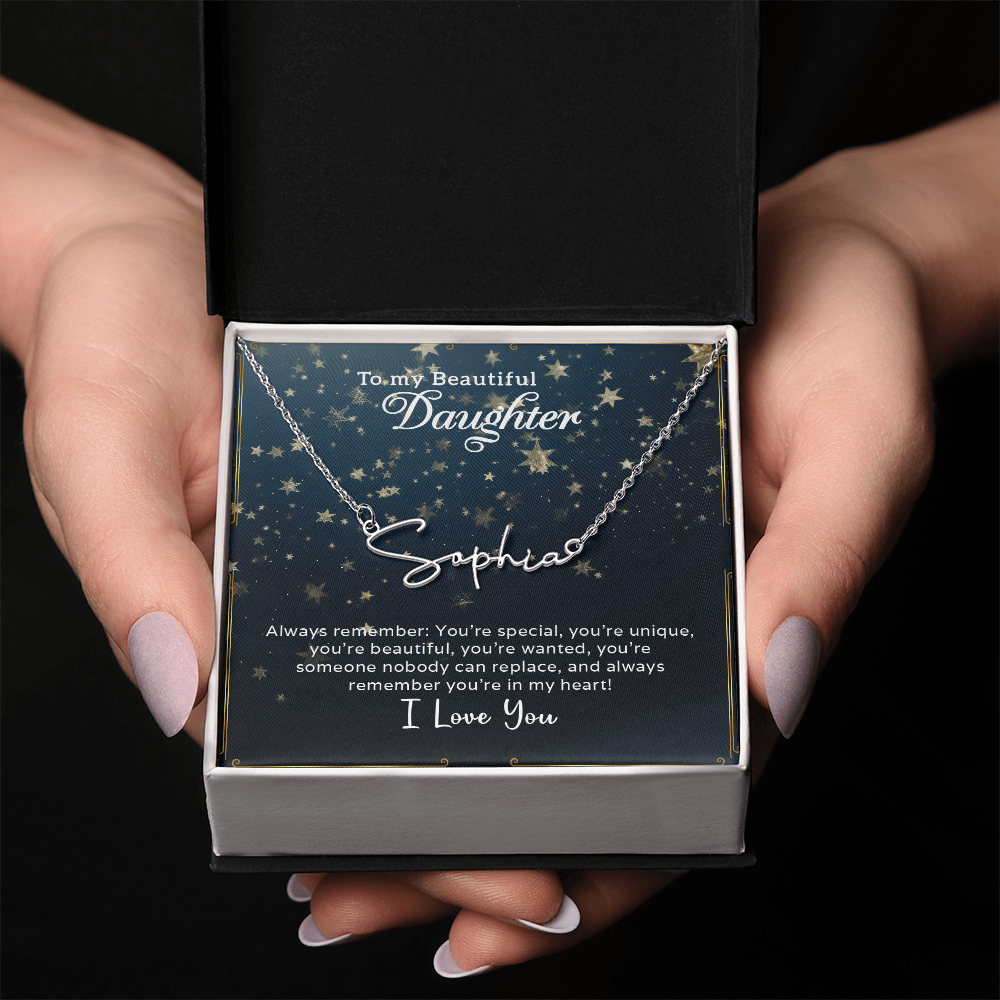 To My Beautiful Daughter Customizable Signature Name Necklace