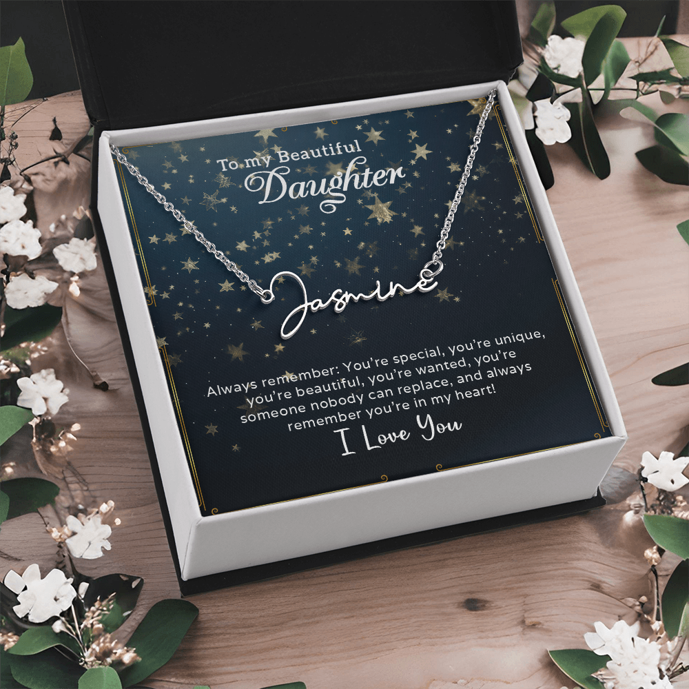 To My Beautiful Daughter Customizable Signature Name Necklace