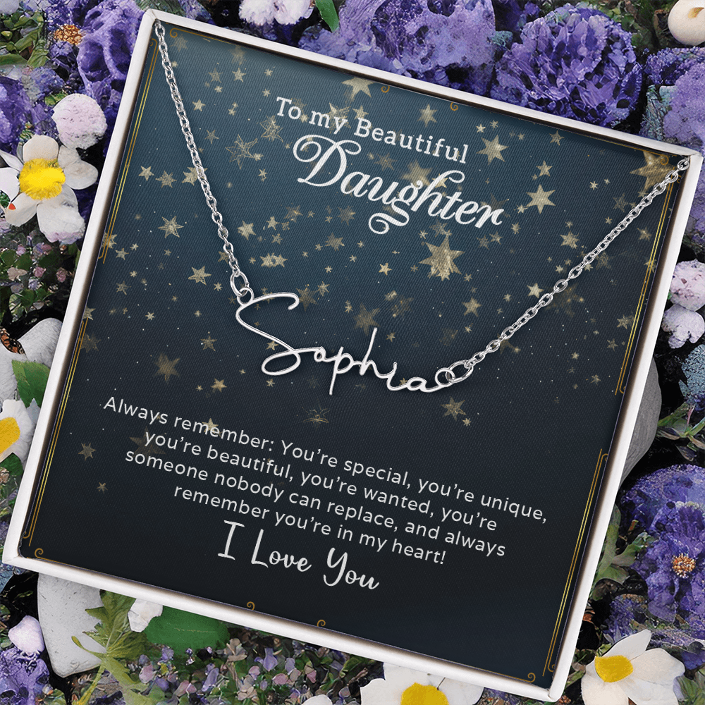 To My Beautiful Daughter Customizable Signature Name Necklace