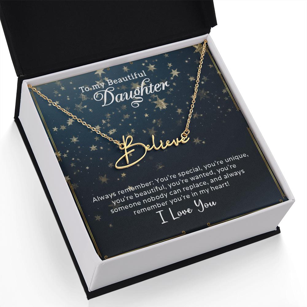 To My Beautiful Daughter Customizable Signature Name Necklace