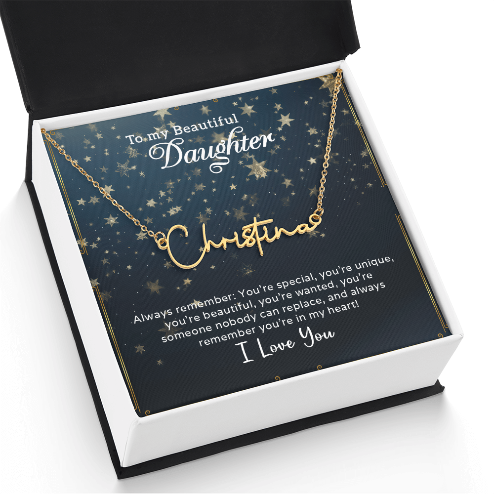 To My Beautiful Daughter Customizable Signature Name Necklace