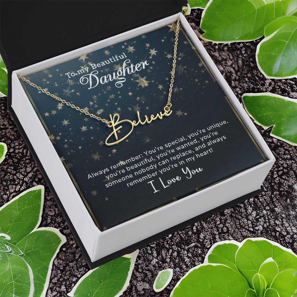 To My Beautiful Daughter Customizable Signature Name Necklace