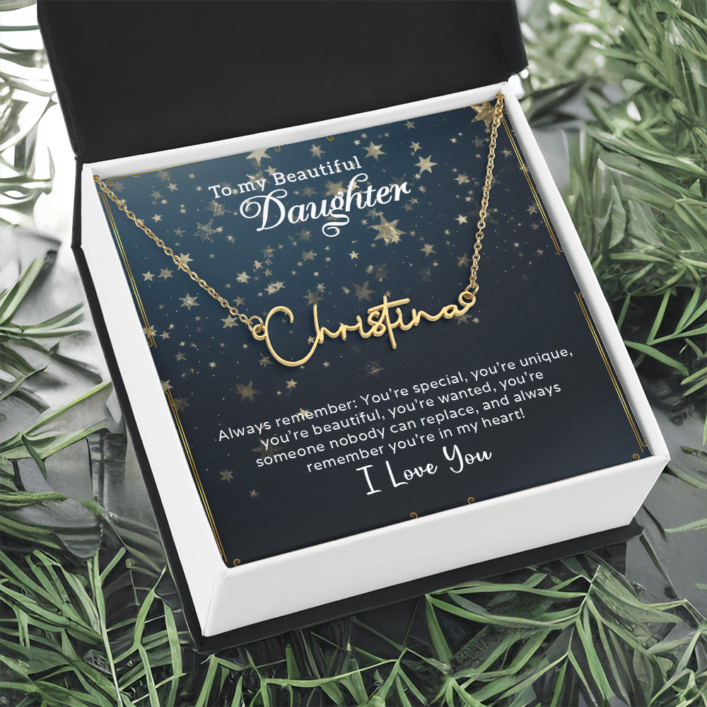 To My Beautiful Daughter Customizable Signature Name Necklace