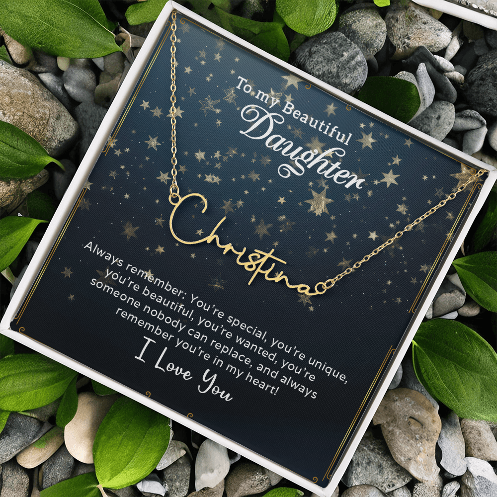 To My Beautiful Daughter Customizable Signature Name Necklace