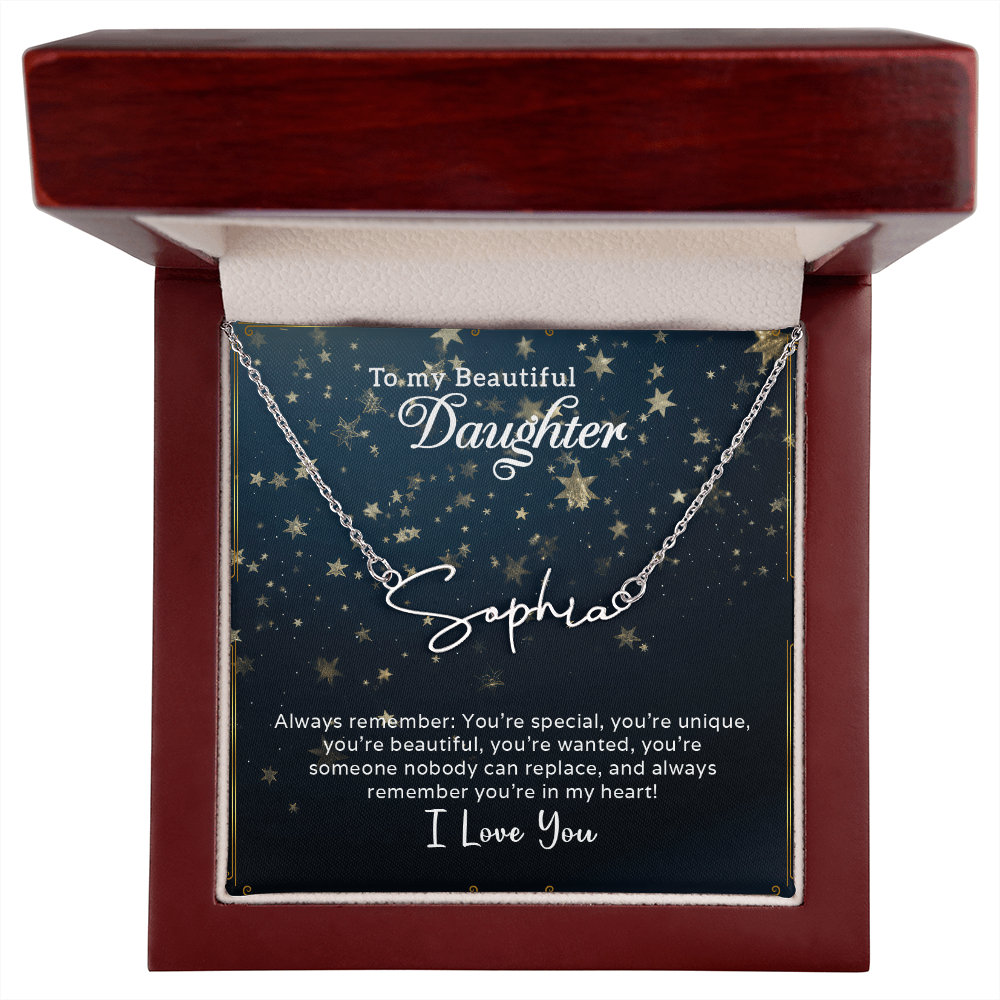 To My Beautiful Daughter Customizable Signature Name Necklace
