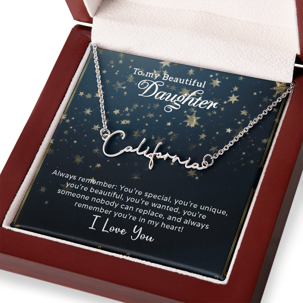 To My Beautiful Daughter Customizable Signature Name Necklace