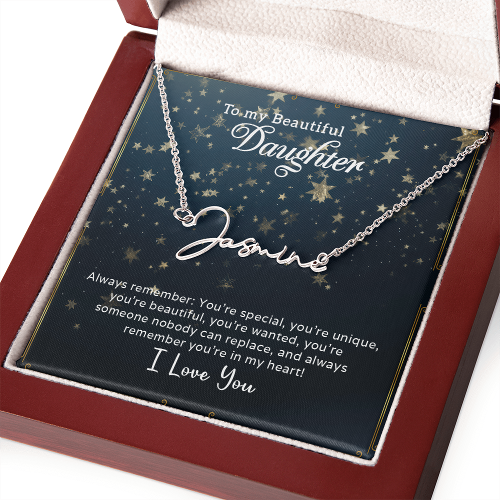 To My Beautiful Daughter Customizable Signature Name Necklace