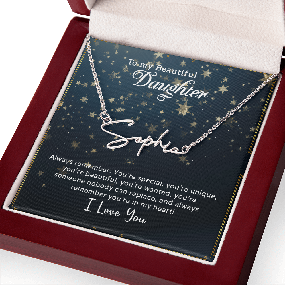 To My Beautiful Daughter Customizable Signature Name Necklace