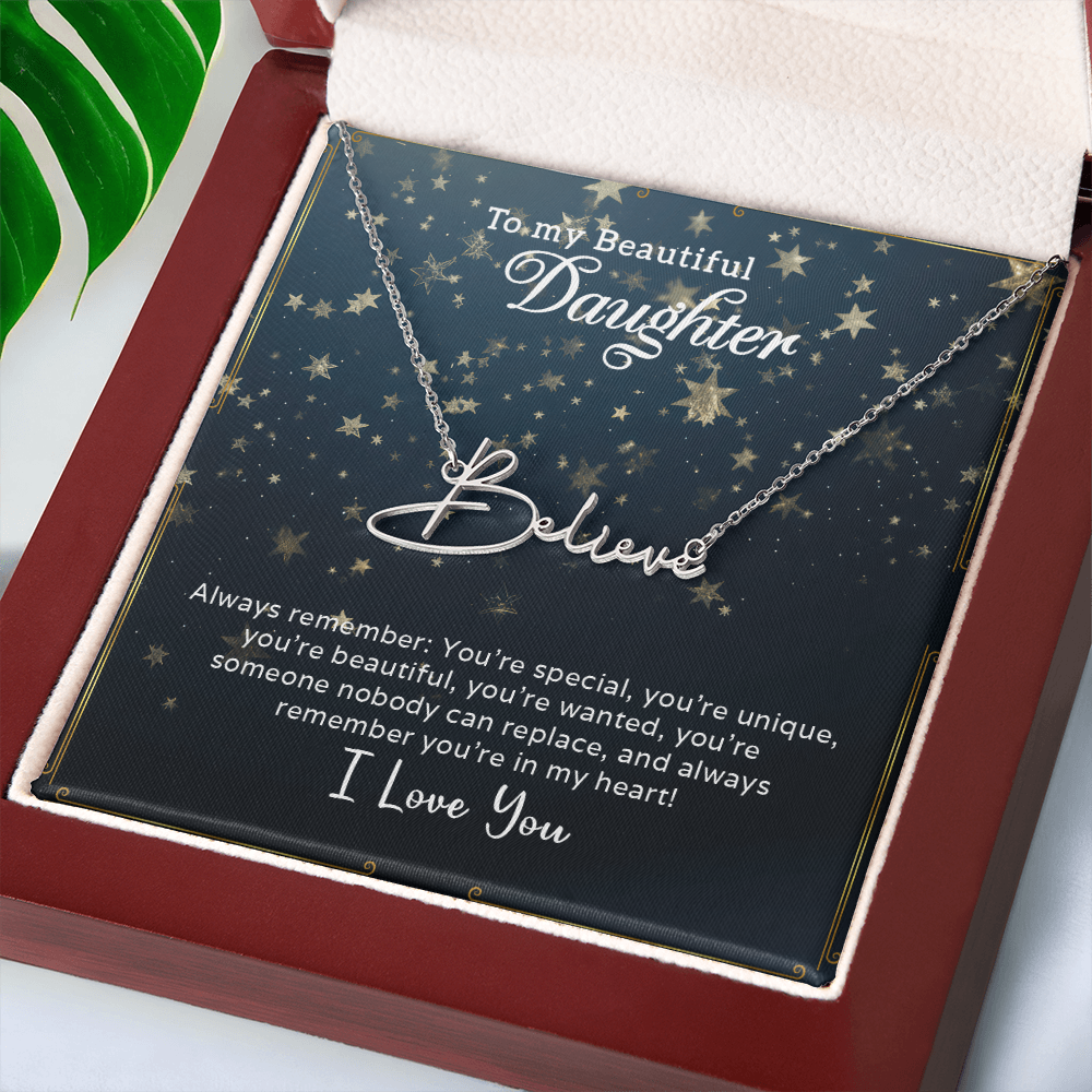 To My Beautiful Daughter Customizable Signature Name Necklace