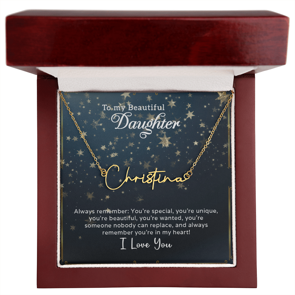 To My Beautiful Daughter Customizable Signature Name Necklace