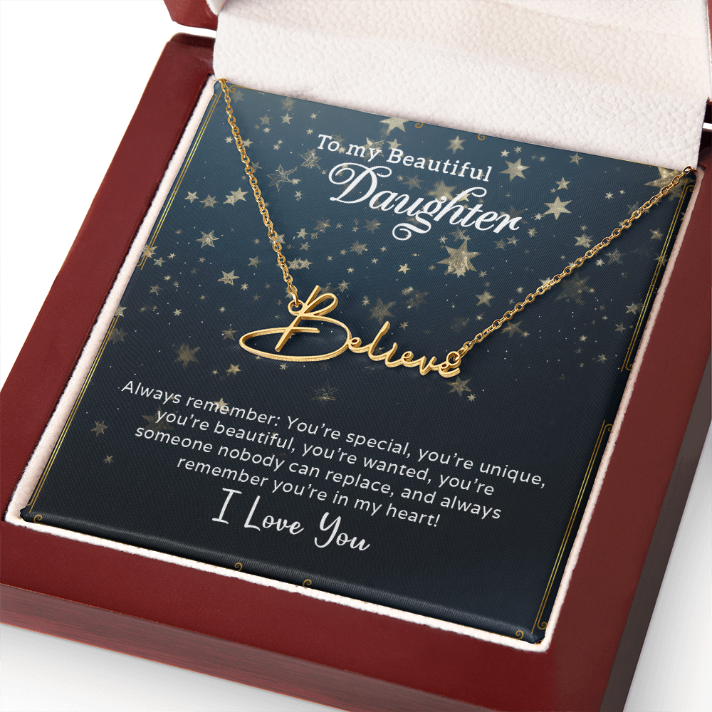 To My Beautiful Daughter Customizable Signature Name Necklace