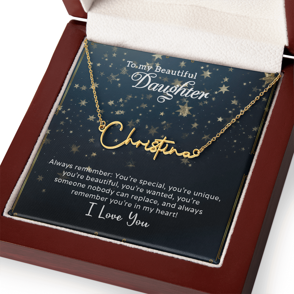 To My Beautiful Daughter Customizable Signature Name Necklace