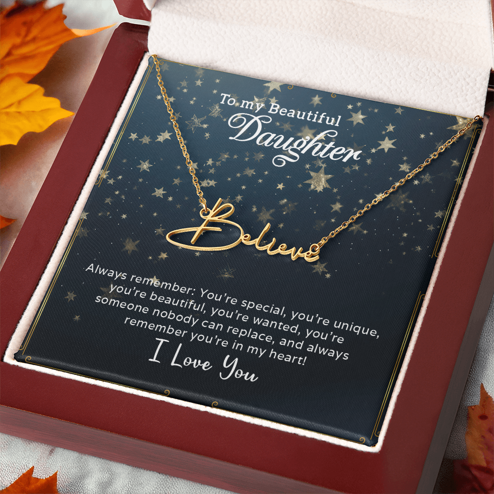 To My Beautiful Daughter Customizable Signature Name Necklace