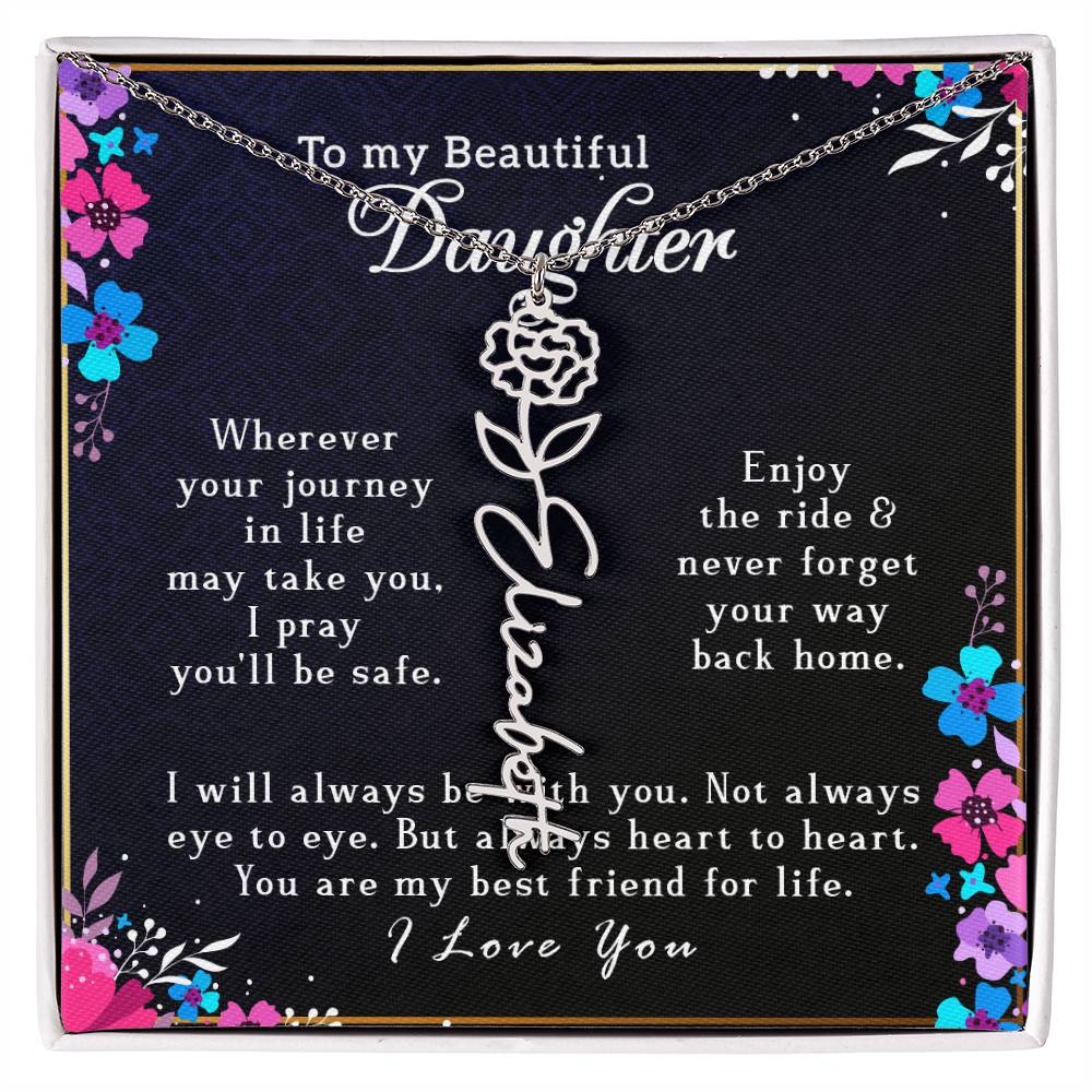(To My Beautiful Daughter) Customizable Flower Name Necklace