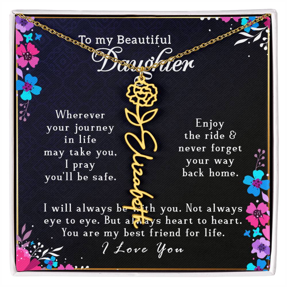 (To My Beautiful Daughter) Customizable Flower Name Necklace