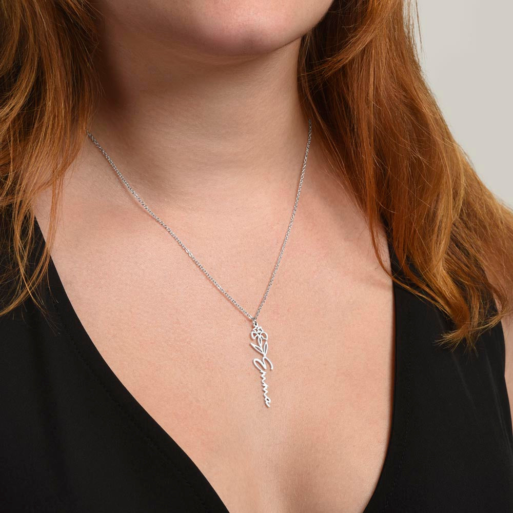 (To My Beautiful Daughter) Customizable Flower Name Necklace