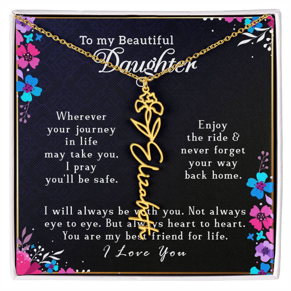 (To My Beautiful Daughter) Customizable Flower Name Necklace