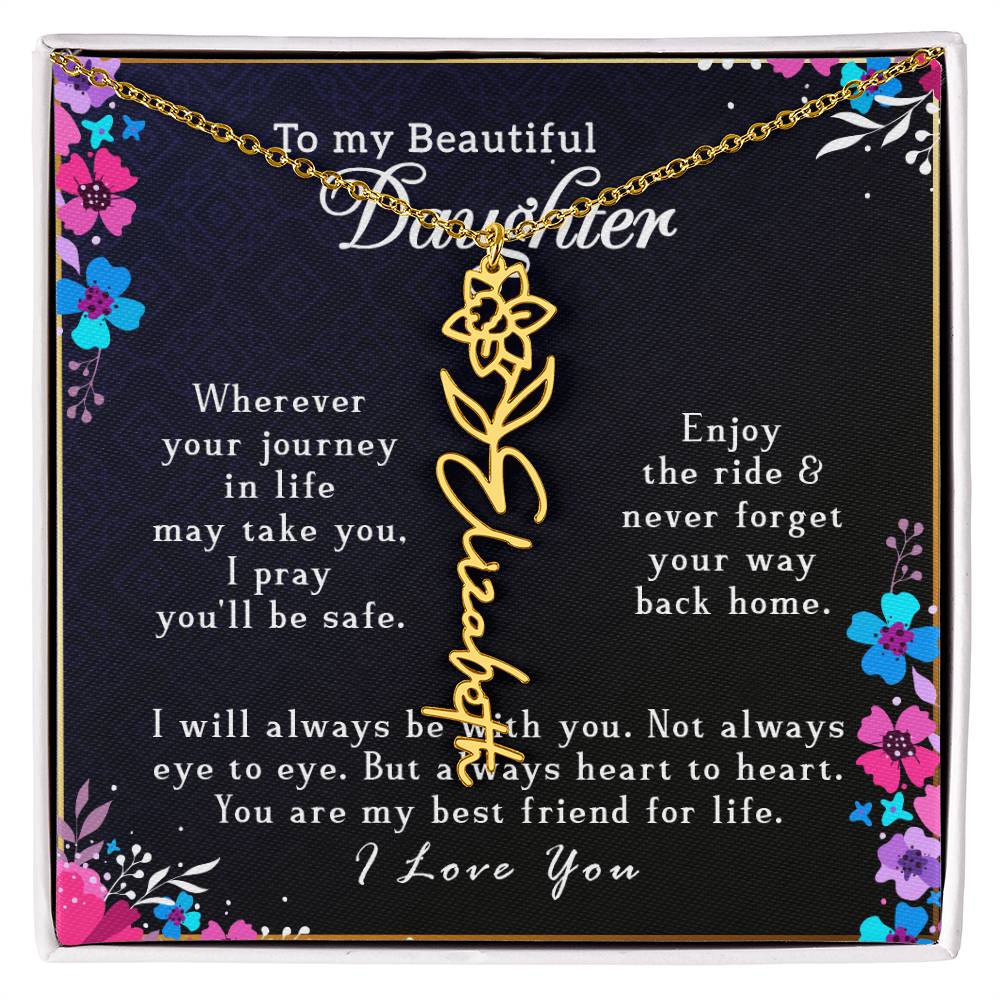 (To My Beautiful Daughter) Customizable Flower Name Necklace