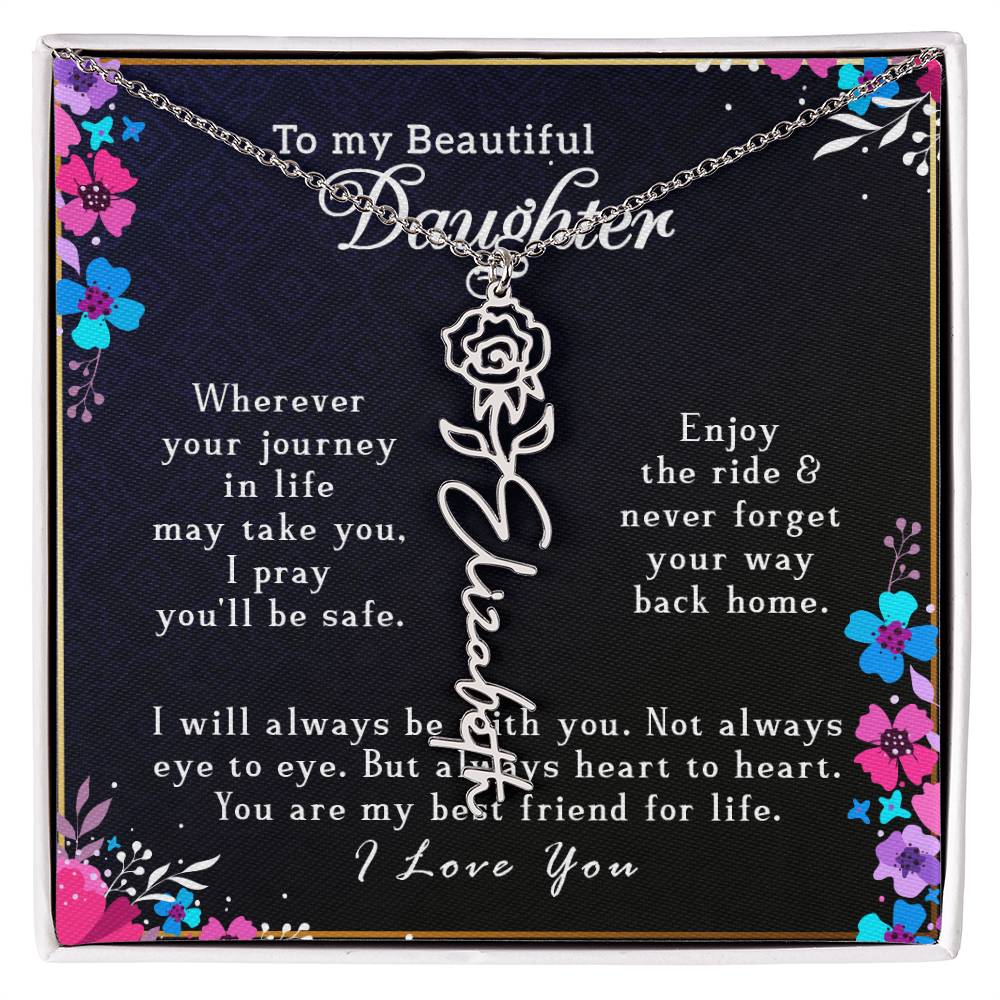 (To My Beautiful Daughter) Customizable Flower Name Necklace