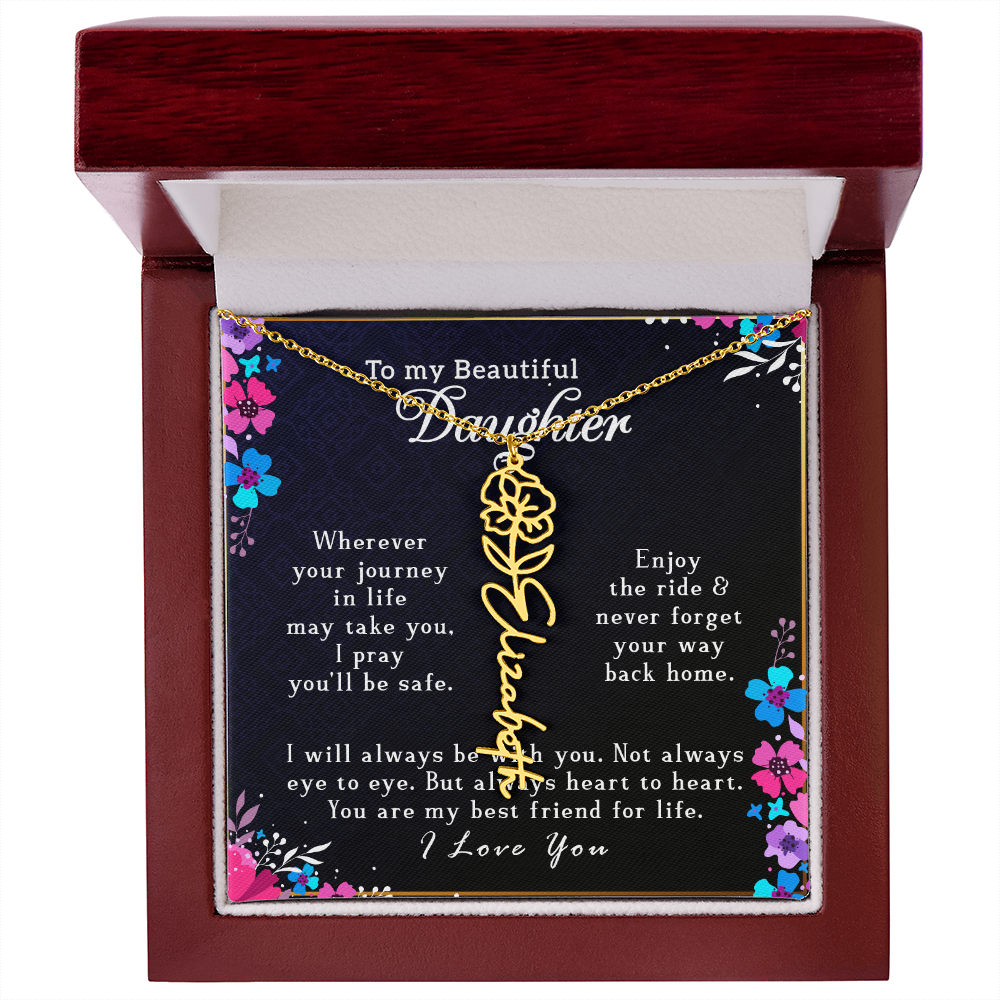 (To My Beautiful Daughter) Customizable Flower Name Necklace