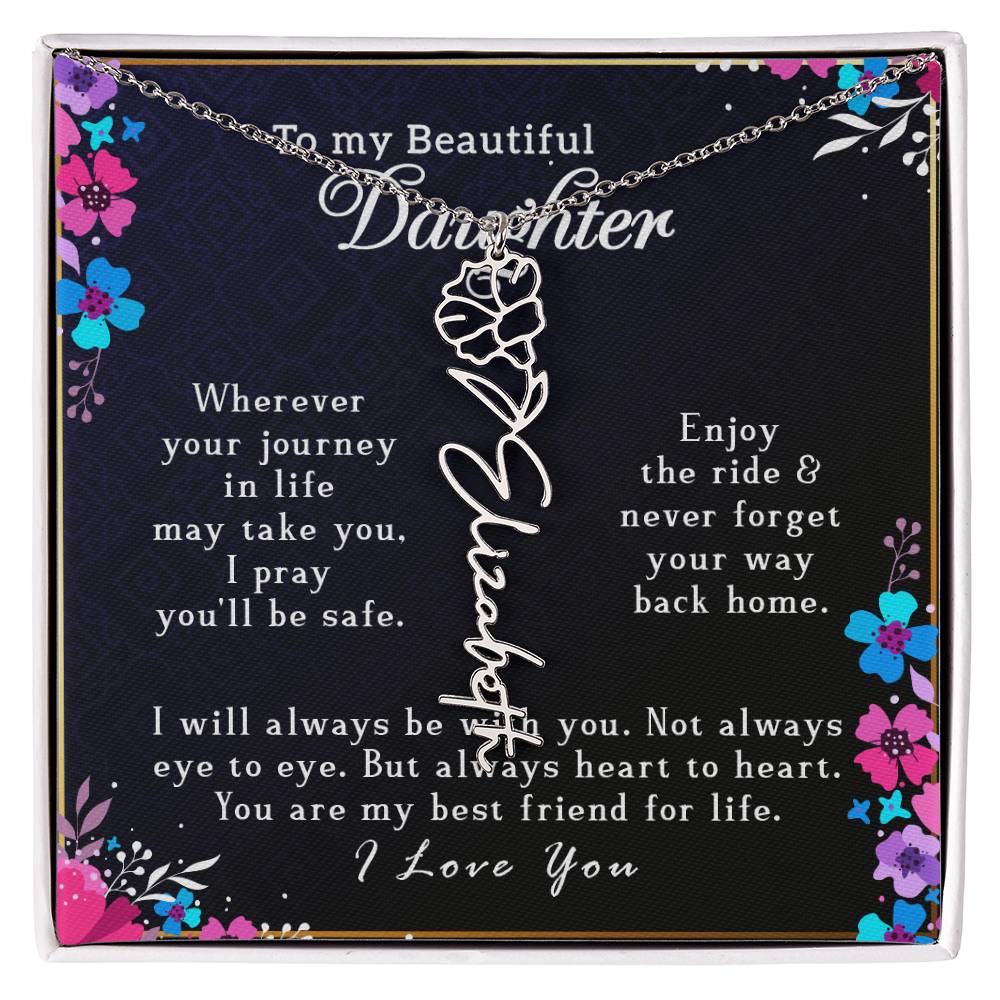 (To My Beautiful Daughter) Customizable Flower Name Necklace