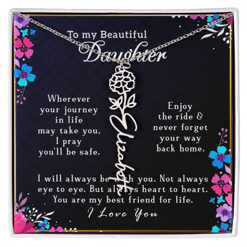 (To My Beautiful Daughter) Customizable Flower Name Necklace
