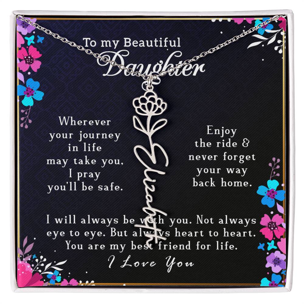 (To My Beautiful Daughter) Customizable Flower Name Necklace