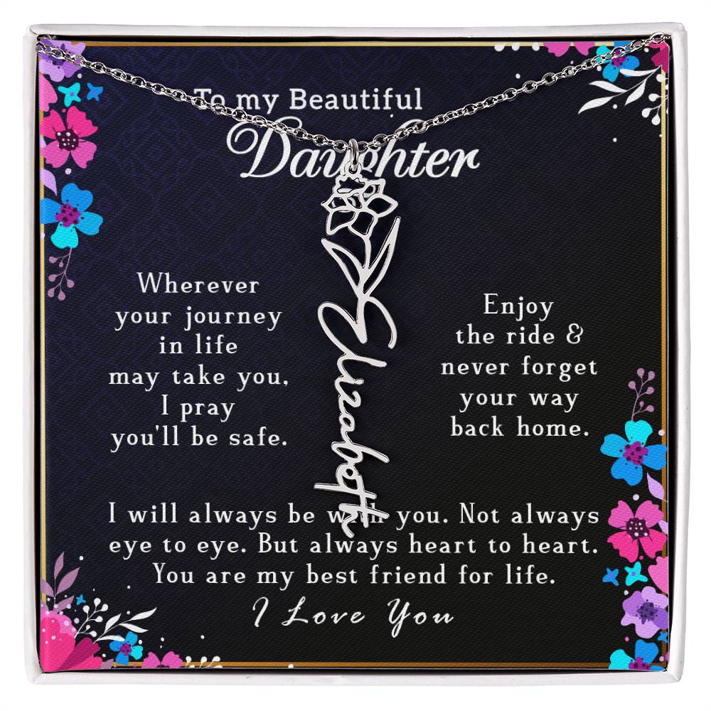 (To My Beautiful Daughter) Customizable Flower Name Necklace