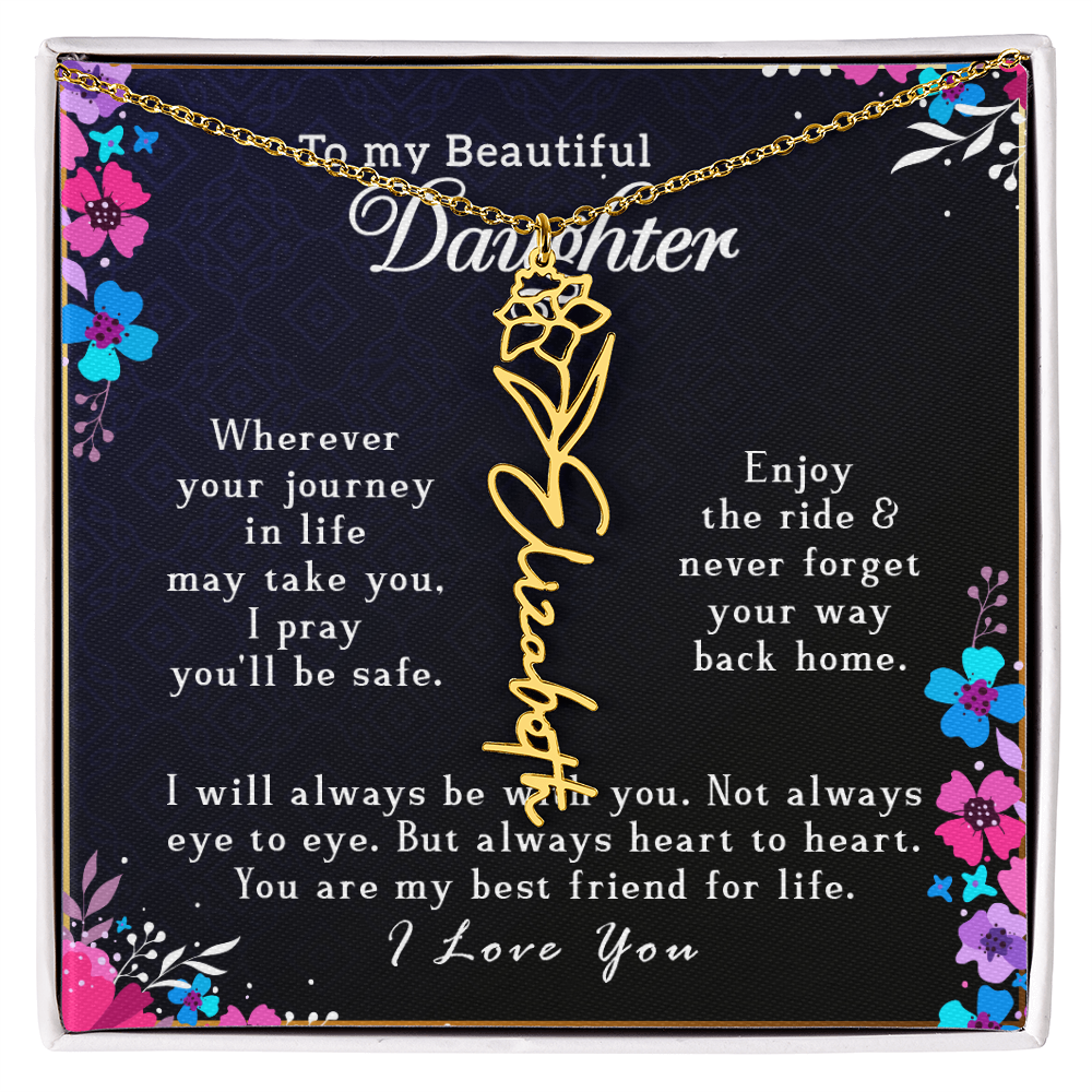 (To My Beautiful Daughter) Customizable Flower Name Necklace