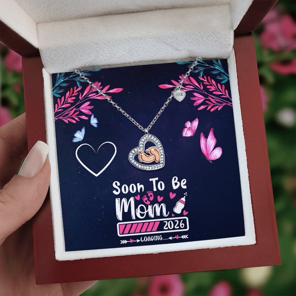 (Soon To Be Mom) Baby Feet Heart Necklace