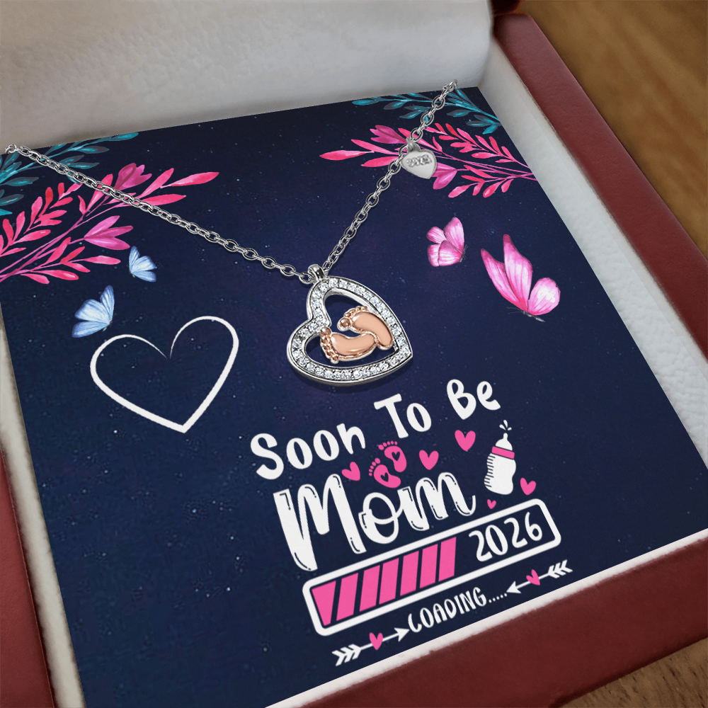 (Soon To Be Mom) Baby Feet Heart Necklace