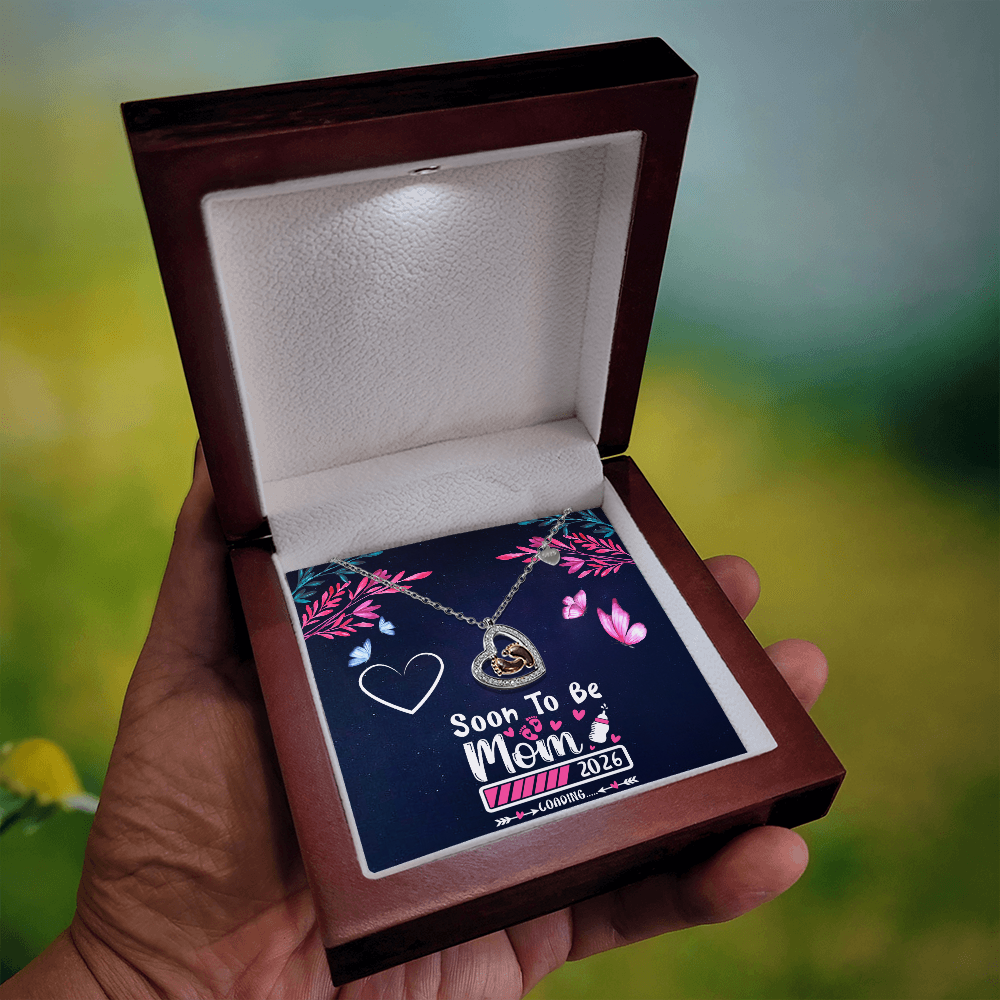 (Soon To Be Mom) Baby Feet Heart Necklace