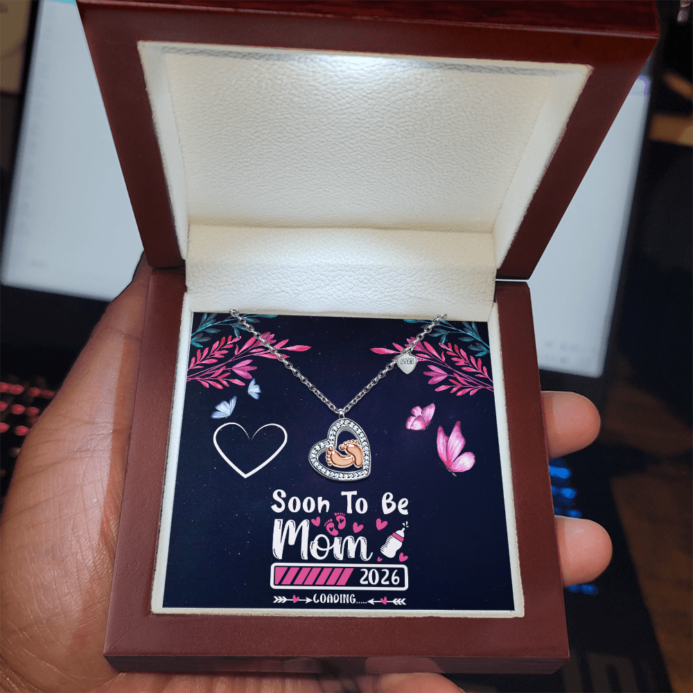 (Soon To Be Mom) Baby Feet Heart Necklace