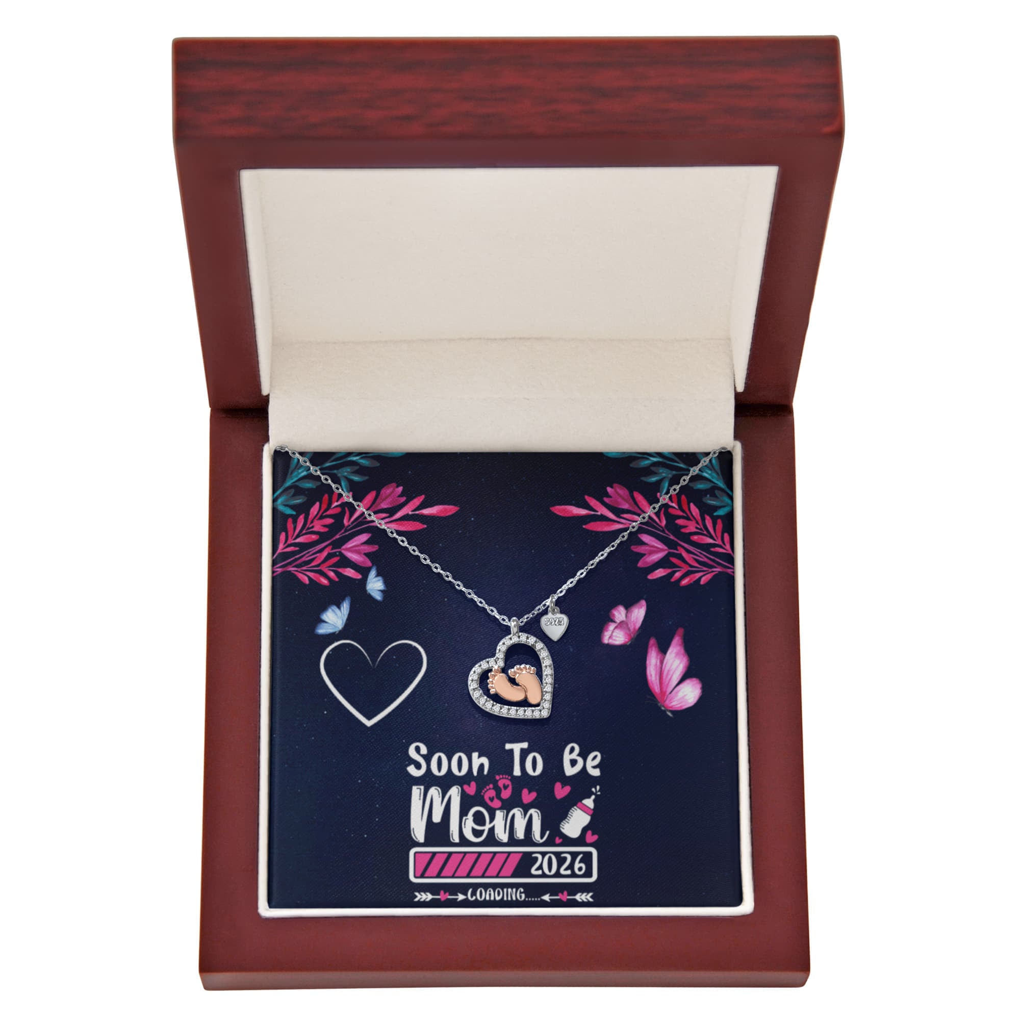 (Soon To Be Mom) Baby Feet Heart Necklace