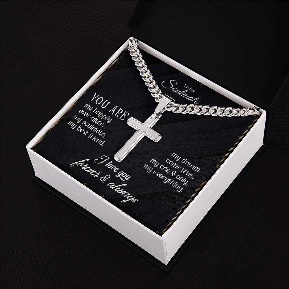 (To My Soulmate) Personalized Cross with Cuban Link Chain