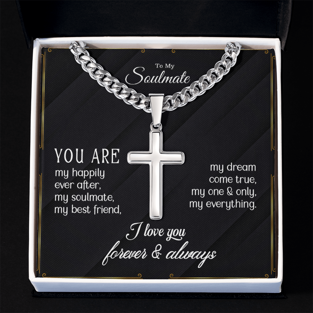 (To My Soulmate) Personalized Cross with Cuban Link Chain