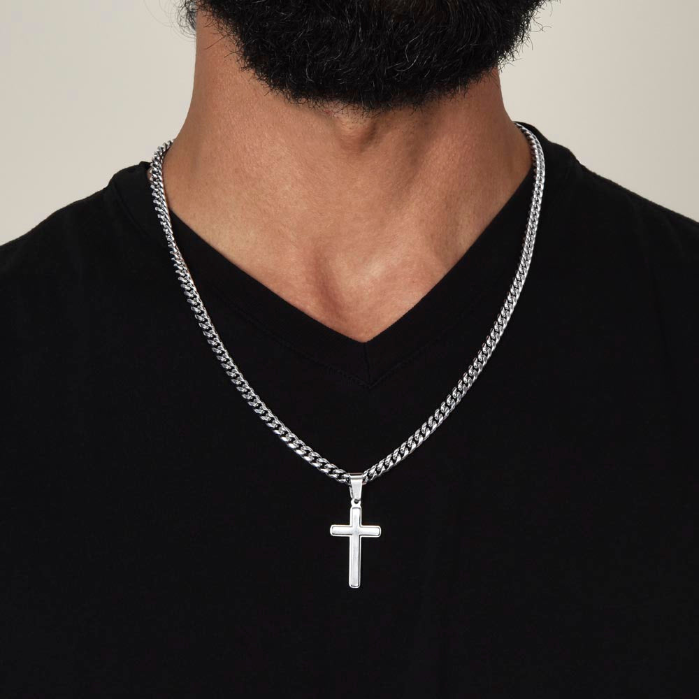 (To My Soulmate) Personalized Cross with Cuban Link Chain