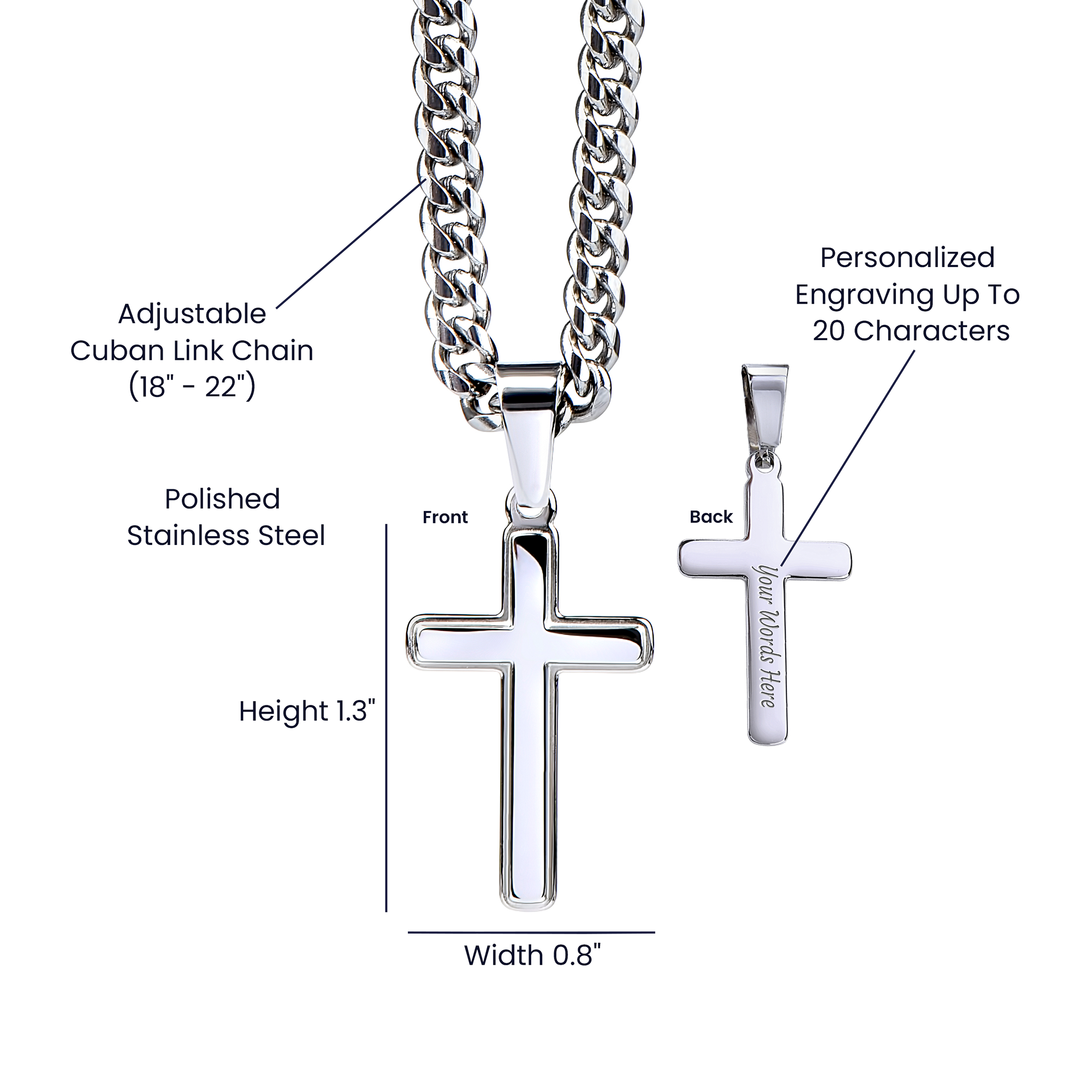 (To My Soulmate) Personalized Cross with Cuban Link Chain