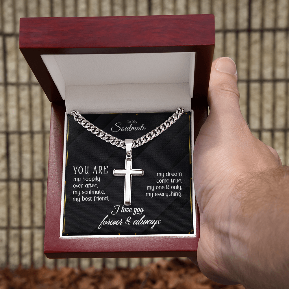 (To My Soulmate) Personalized Cross with Cuban Link Chain