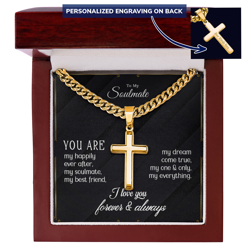 (To My Soulmate) Personalized Cross with Cuban Link Chain