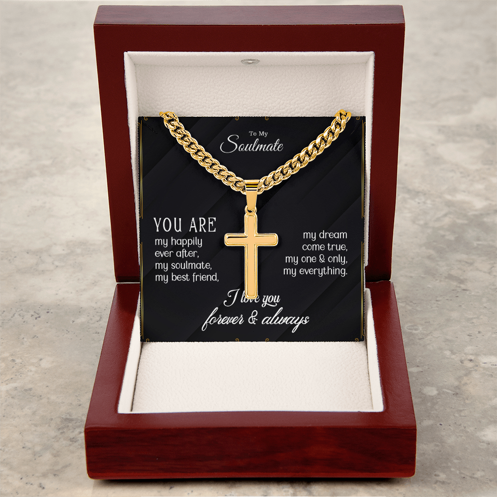 (To My Soulmate) Personalized Cross with Cuban Link Chain