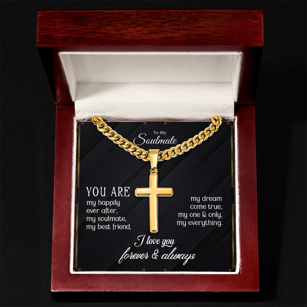 (To My Soulmate) Personalized Cross with Cuban Link Chain