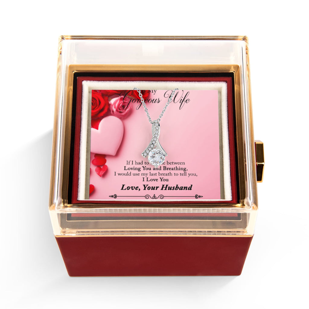 To My Gorgeous Wife Alluring Beauty with Rotating Rose Gift Box