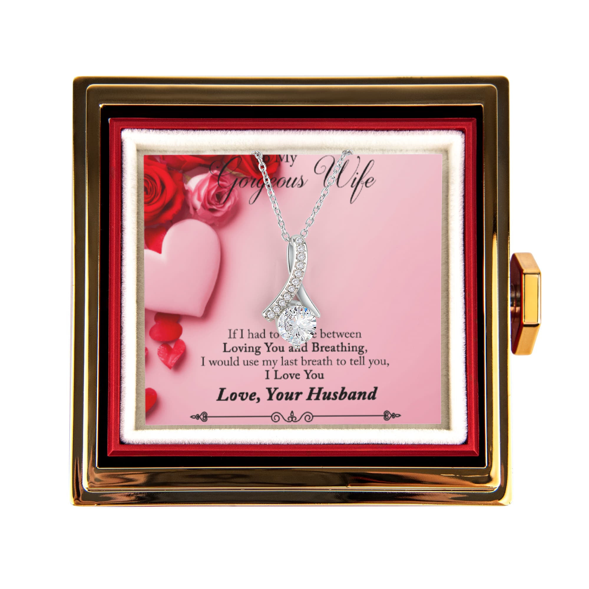 To My Gorgeous Wife Alluring Beauty with Rotating Rose Gift Box